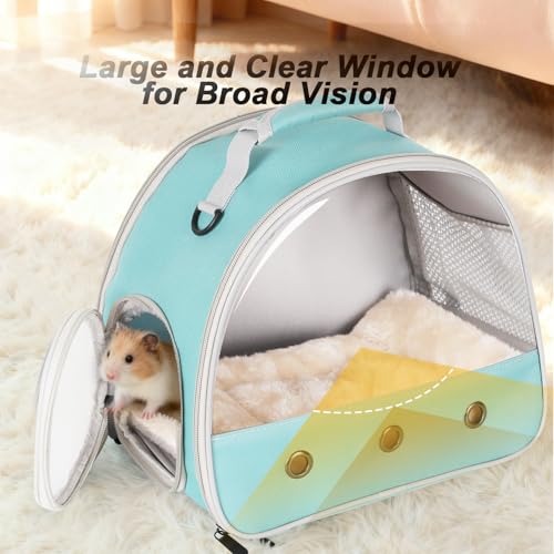 2-Pack Guinea Pig Carrier and Burrowing Bed, Portable Small Animal Cage with Clear Window, Plush and Fluffy Hideaway Pet Bed for Piggies, Hamster - color: Green