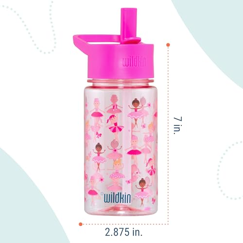Wildkin 16 oz Kids Tritan Water Bottle with Leakproof Straw Lid, Ballerina | Lightweight Tritan, dishwasher safe, straw lid helps prevent leaks when closed, easy for little hands, ages 3+ - color: Ballerina, size: 16 Ounces