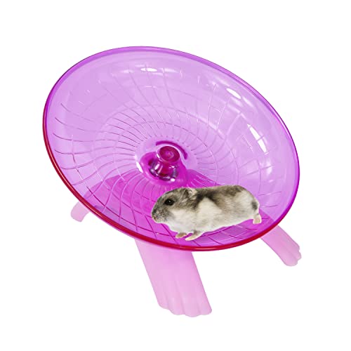 Hamster Flying Saucer Silent Running Exercise Wheel for Gerbil Rat Mouse Hedgehog Small Animals (Pink) - color: Pink