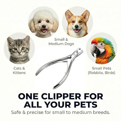 Cat and Dog Nail Clippers for Small & Medium Pets - Precision Pet Nail Trimmer with Included Cat Nail File - Professional Metal Claw Scissors for Kittens, Puppies, Rabbits & Birds
