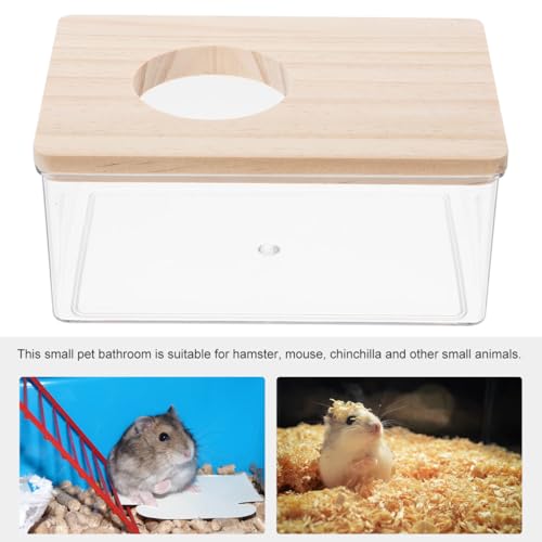 POPETPOP Hamster Sand Bath Box Acrylic Bath Container for Hamsters Transparent Small Animal Shower Bathtub with Lid for Chinchilla Mouse and Gerbil Cage Habitat D Cor 6.06 X 4.13 X 2.75 in