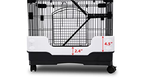 Homey Pet Rat Cage, Small Animal Cage for Ferret, Chinchilla, Guinea Pig | Lockable Wheels, Splash Guard, Easy-Clean Pull-Out Grid Tray, Non-Slip Ramp, Wide Shelf, Safe Lock, Chew-Proof, Black 3-Tier - size: 24.8"L x 16.5"W x 37.8"H