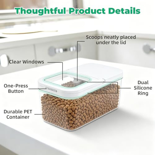 TBMax Pet Dog Cat Food Storage Container 6 Lbs with Airtight Flip-up Lid | One-press Open Lid for Easy Access & Scoop, Airtight Bin Ideal for Pet Food Treat, Small Animal Food Storage, Space-Saving