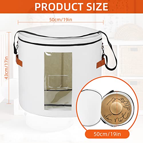 Large Hat Storage Box 19'' for Women and Men - Foldable Round Box With Lid, Felt Stuffed Animal Toy Storage Bin, White - color: White