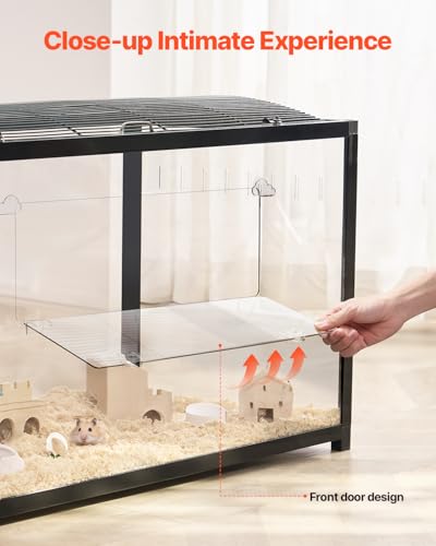 VEVOR Hamster Cage, 360 Viewing Transparent Hamster Habitats, Small Animal Cage - size: 37.8"L x 18.5"W x 21.7"H