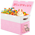 Large Toy Storage Box with Lid & Dividers, Kids Toy Chest, Pink and White | Toy Box for Boys, Girls, Nursery, Bedroom, Living Room, Playroom, 25 x 13 x 16 inches - color: Large Pink and White