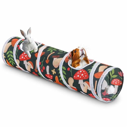 Mechpia Rabbit Toys, Large Bunny Hideout Tunnel and Tube for Rabbit Guinea Pig Chinchilla Ferret Rat - color: Red