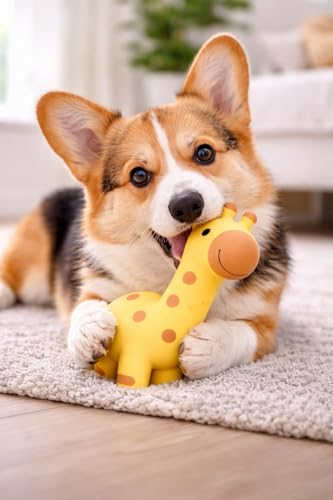 Multipet Giraffe Dog Toy | Latex Giraffe Dog Toy | Giraffes Squeaky Pet Toys | Squeaky Interactive Toys for Dogs (Yellow/Brown) - color: Yellow/Brown