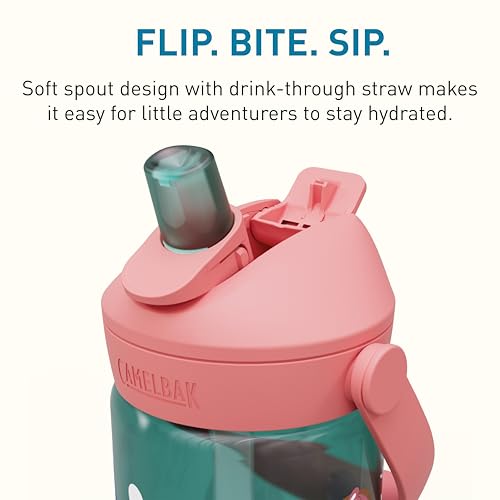 CamelBak Thrive Flip Straw Kids Water Bottle with Bite Valve, Tritan Renew Design for School and Travel, 14oz, Mermaid Friends - color: Mermaid Friends