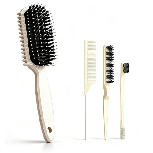 Curl Defining Brush, Curly Hair Brush, Slick Back Hair Brush, For Combing and Shaping Curls in All Hairstyles to Reduce Pulling (Beige) - color: Beige