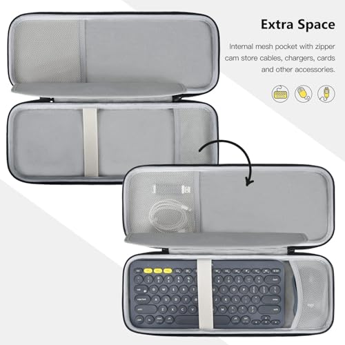 Hard Keyboard Carrying Case for Logitech Pebble Keys 2 K380s & Logitech K380 Bluetooth Keyboard Case + M350 Pebble Mouse Combo, Wireless Keyboard Shockproof Protective Travel Bag, Black - size: Logitech K380