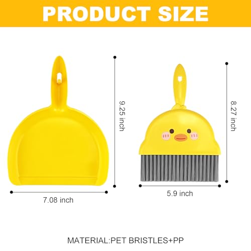 1Pc Small Dust Pan and Brush Set,Cute Yellow Mini Broom and Dustpan Set | Small Dust Pan Mini for Tabletop Debris,Keyboards&Clean Pet Cages Guinea Pig Cage