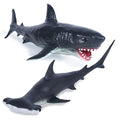 Gemini&Genius Great White Shark Hammerhead Shark Toy Set Sea Animal Figures | 10 Inches Length Ocean Models for Kids Educational, Role Play, Swim, Bath and Collectors - color: White