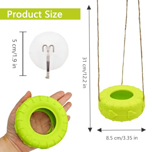 Colours Hermit Crab Tire Swing,Suction Cup Hook Climbing Toy,Hermit Crab Terrarium Accessories - A Must-Have for Any Reptile Amphibian Small Aquatic Animals Lover(Yellow) - color: Yellow