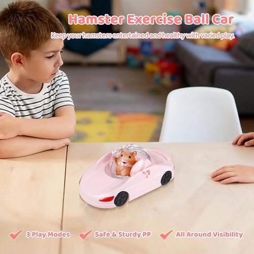 Hamster Exercise Ball Sports Car, Hamster Car with Detachable Transparent Ball, 3 Modes Funny Exercise Wheel, Small Exercise Ball for Dwarf Small Pet