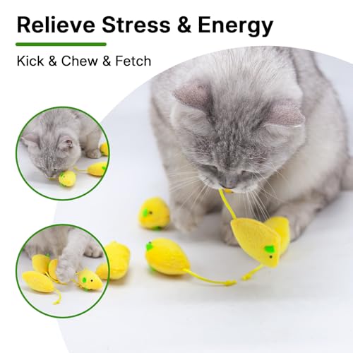 6-Pack Lemon Cat Toys Green&Yellow Cute Mouse for Kitten Play, Chase and Wrestle, PP Cotton & Catmint Filled, Teething and Chew Toys - color: 6-PCS