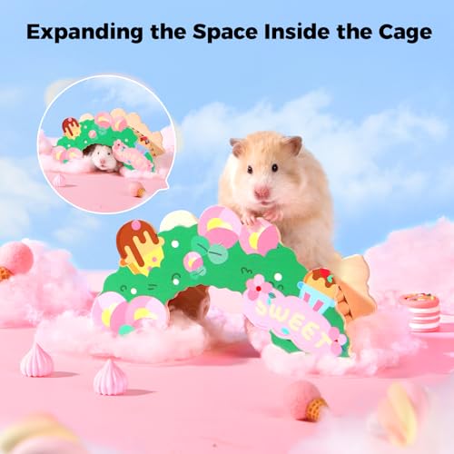 mini&moe Hamster Bridge - Wooden Hamster Climbing Toys Cage Accessories and Decor Small Animal Ladder for Rats, Mice, Gerbils