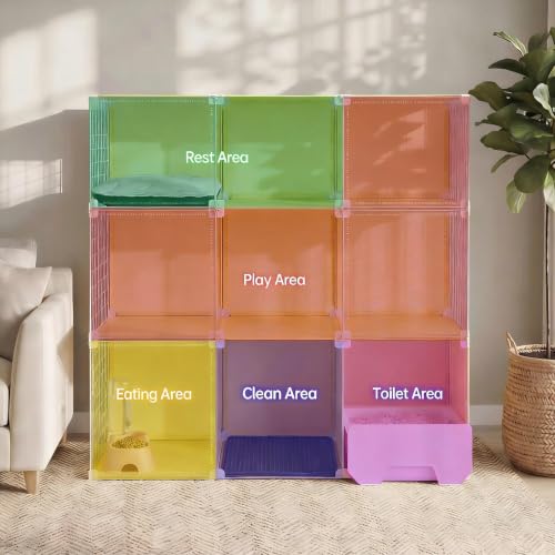 Cat Cage with Litter Box & Clear Door,Indoor Cat Cage Playpen,DIY Cat Enclosures,Multi-Level Detachable Metal,Ferret Cage 42" x 18" x 42" - size: 41.7"L x 18.1"W x 41.7"H