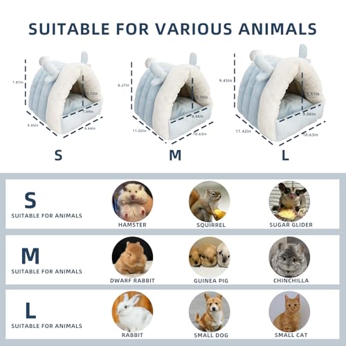 Guinea Pig Hideout, Warm Bed for Guinea Pig,Rabbits, Chinchillas, Guinea Pig Bed, Cozy Small Animal Winter Shelter (Blue, Large) - color: Blue, size: Large
