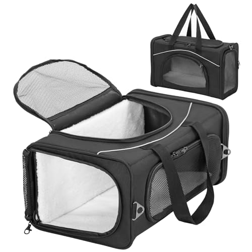 ‌Petsfit Airline Approved Pet Carrier for Small Dogs & Cats, 19x9x12 TSA Approved Carrier, with Removable Dual-Sided Padding (2-Way Placement) - Fits Under Most Airplane Seats, Escape Proof (Black) - color: Black, size: 19"L x 9.0"W x 12.0"H