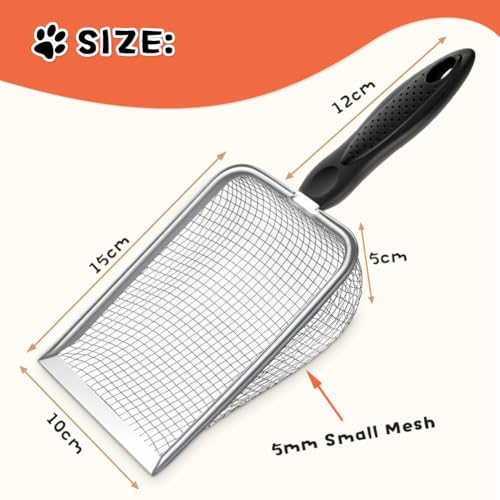 Cat Litter Scoop,Sturdy Litter Cleaner Corner Shovel,Stainless Steel Mesh Litter Shovel,Easy to Clean Reptile Terrarium Sand Waste,Beach Shovel(Black) - color: Black