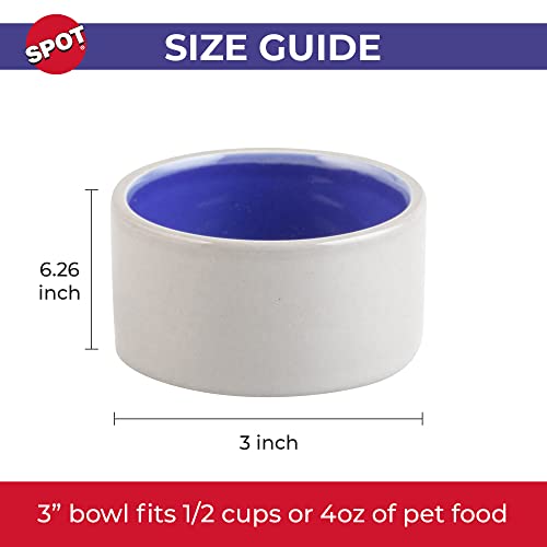 SPOT Ceramic Stoneware- Pet Bowl for Cats, Kittens and Mini Dogs, Classic Heavy Duty Non-Slip Ceramic Bowl for Food and Water -2.75in Diameter - size: 3"
