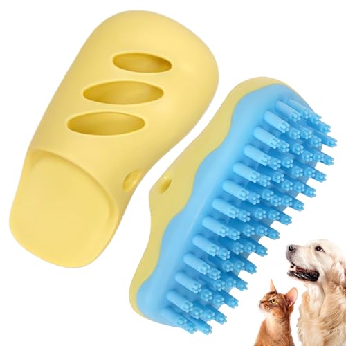 HOP Yellow Dog Bath Brush Shoe-Shape Dog Washing Brush for Small Dogs&Cats | Soft TPR Bristles,Dog Massage Shampoo Brush,Pet Grooming Tool,Remove Loose Hair Knots Deep Cleansing