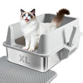Stainless Steel Litter Box XL-Metal Cat Litter Box for Big Cat | Large Metal Litterbox with High Side，Non-Stick, Odor-Resist, Anti-Urine Leakage, Easy-Clean, Includes Mat & Scoop - color: XL-lid box
