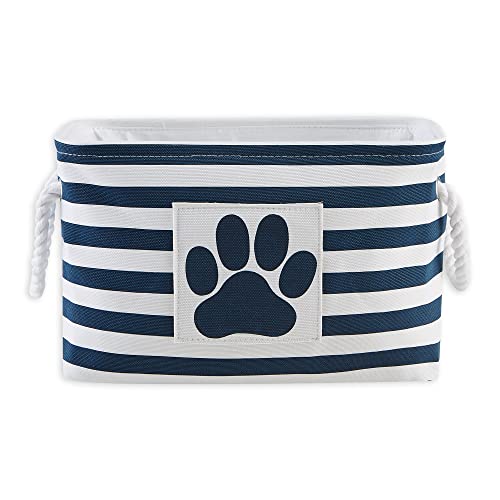Bone Dry Pet Storage Collection Striped Paw Patch Bin, Small Rectangle, Navy - color: Navy, size: Small Rectangle