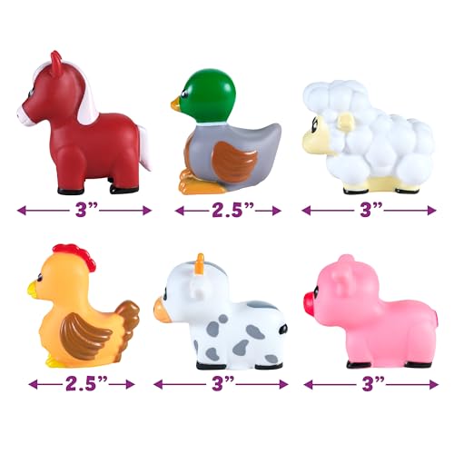 Tub Works® Barnyard™ Mold Free Bath Toys, 6 Pack | Sealed, No Hole Bath Toys Design Keeps Moisture Out | Soft, Squeezable & Float on Water | Farm Animals Baby & Toddler Bathtub Toys | Baby Pool Toys - style: 6 Pack