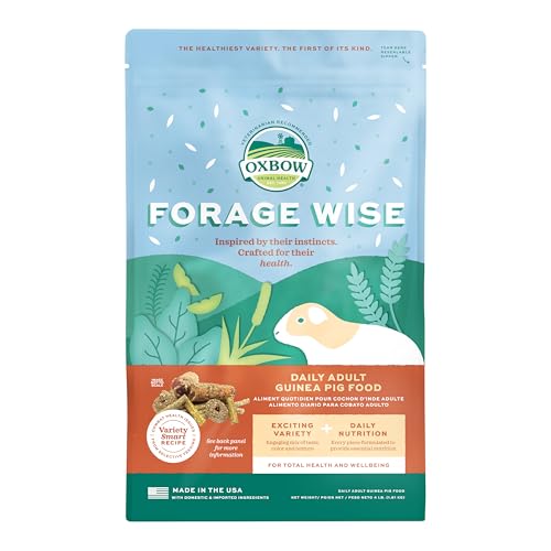 Oxbow Forage Wise Adult Guinea Pig Food, All Natural Adult Guinea Pig Pellets, Formulated with Timothy Hay & Vitamin C, No Artificial Colors & Preservatives, Made in the USA, Vet Recommended, 4 lbs