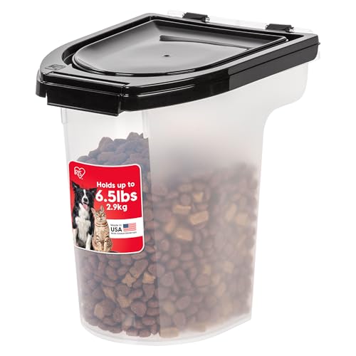 IRIS USA Dog Food Storage Container, Up to 6.5 lbs, Black, Made in USA | Airtight Seal, BPA-Free, Best for Bird Seed, Cat food, Cat Litter, Chicken Feed
