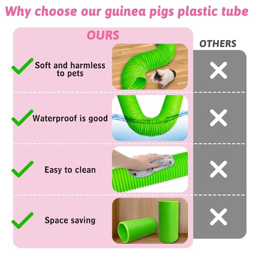 Hamiledyi 2 Pack Hamster Fun Tunnels, Guinea Pigs Plastic Tube, Hamsters Foldable Exercising Training Hideout Tunnel & 2 Pack Grass Balls, Small Animals Toys for Chinchillas Gerbils Ferrets(Green) - color: Green