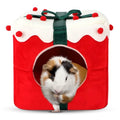 YUEPET Christmas Guinea Pig Hideout, Cozy Small Animal Bed Warm Guinea Pig House with Removable Cushion for Guinea Pigs Chinchillas Dwarf Rabbits Sugar Gliders Hamsters 8.7"×8.7"×8.2" - style: Christmas