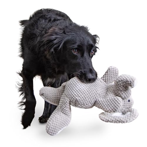 goDog Checkers Elephant Tough Plush Toy with Chew Guard Technology, Durable Checkered Fabric & Squeaker for Active Play, Gray, Large - color: Checkers - Elephant (Gray), size: Large