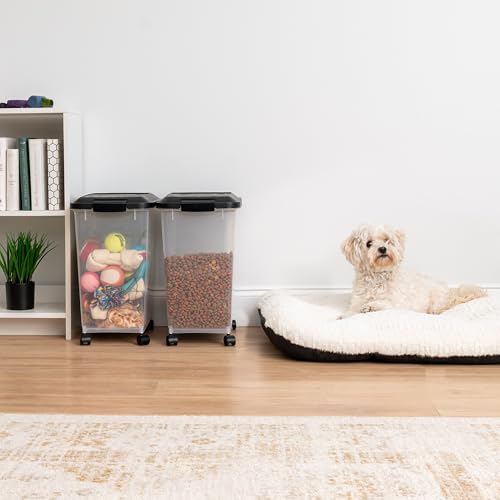 IRIS USA Dog Food Storage Container, 2-Pack, Up to 54 lbs, Black | Made in USA, Comes with Wheels, Airtight Seal, BPA-Free, Bird Seed, Cat food, Cat Litter, Treats, Multi-Pet Use - color: Black, size: 30 lbs - 2 Pack