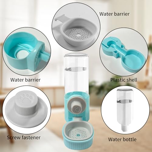 Hanging Cage Automatic Pet Food Water Dispenser, 41oz Hanging Automatic Food Dispenser, 18oz Pet Water Bottle for Cage Crate, Suitable for Kitten Rabbit Chinchilla Hedgehog Ferret (Blue, 41Oz) - color: Blue
