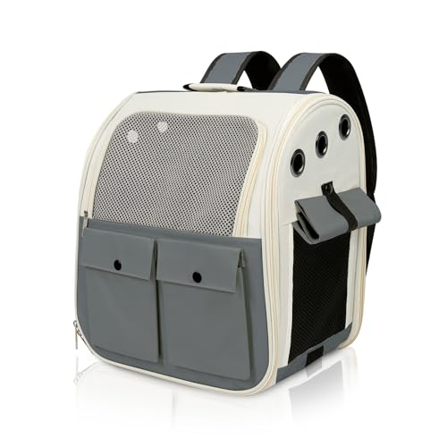 Airline Approved Cat Carrier Backpack - Ventilated Breathable Mesh for Small Dogs & Cats (15lbs), Soft Sided Dog Backpack for Hiking, Camping, Travel & Vet Visits with Padded Straps (Grey) - color: Grey