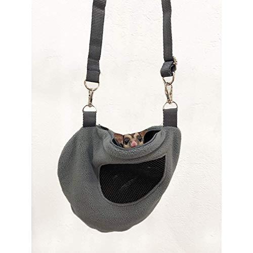Exotic Nutrition Teardrop Carry Pouch (Black) - Small Animal Fleece Bonding Pouch - for Sugar Gliders, Hamsters, Gerbils, Mice, Degus, Squirrels & Other Small Pets - color: Black