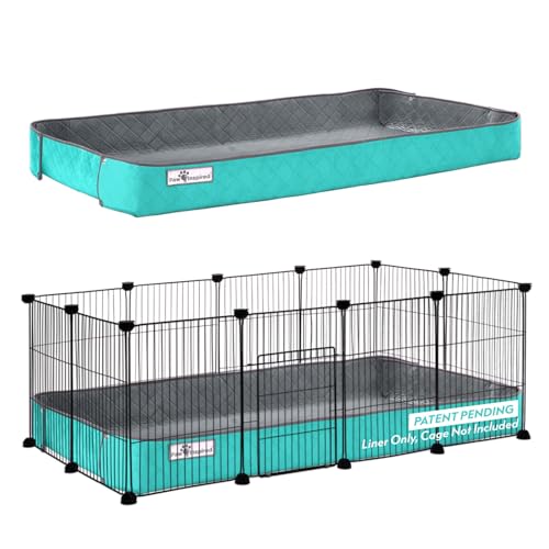 Paw Inspired Reversible Critter Box, C&C 2x4 (12-Inch Grids), Gray/Green | Washable Fleece Cage Liner, Raised Sides, Bedding for Guinea Pigs Rabbits, Hamsters, Small Animals, Edge Protected Pee Pads - color: Gray/Green, size: 2x4 (12" Grids)