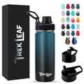 Travel Water Bottle with 3 Lids (Spout, Straw, Flip) Leak Proof, Quality, Vacuum Insulated, Stainless Steel (Cascade Shadow, 18 oz) - color: Cascade Shadow, size: 18 Ounces