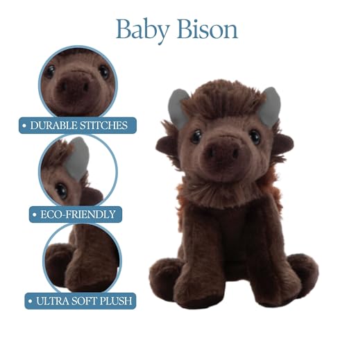 The Petting Zoo Bison Stuffed Animal Plushie, Gifts for Kids, Wild Onez Babiez Zoo Animals, Bison Plush Toy 6 inches - color: Bison