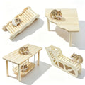 4Pcs Hamster Cage Accessories Platform Wooden Tunnel Hideout Toy | Hamsters Hideout Climbing Toy for Pets Dwarf Syrian Mice Degus Gerbils Squirrel or Other Small Pets