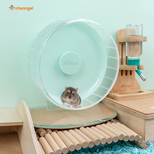 Niteangel Super-Silent Hamster Exercise Wheel: Quiet 8.2 inch Running Wheel | Can 9.1-11.8" Adjustable Height - No Bend Back Spinner Running for Dwarf Syrian Hamster Gerbils Mice Or Other Small Animal - color: Mint Green, size: Small