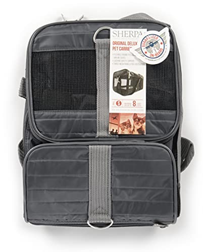 Sherpa Original Deluxe Travel Pet Carrier, Airline Approved & Guaranteed On Board - Charcoal Gray, Small - color: Charcoal Gray, size: 15.0"L x 10.0"W x 8.5"H