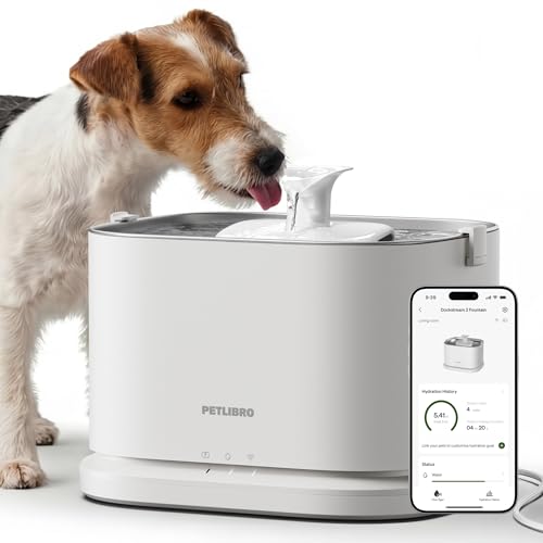 PETLIBRO Quiet Dog Water Fountain Stainless Steel Tray, Smart Pet Water Fountain for Dogs Inside with App Monitoring, 3L Dog Fountain Water Bowl, Automatic Water Dispenser for Dogs, Cat Water Fountain - size: Fountain