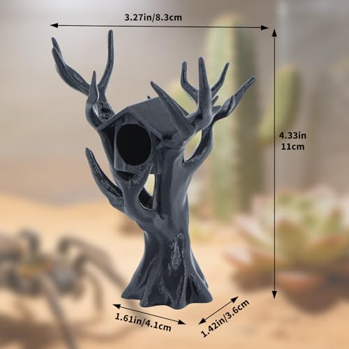 3D-Printed Tree Decor for Jumping Spiders - 2 Pack Climbing Tree with Hideout House, Black & White Habitat Decoration for Enclosures