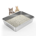WENBOKMIN Stainless Steel Cat Litter Box - Litter Box for Cats - Easy to Clean, Never Absorbs Odor, Stains, or Rusts - Silver (17.7" L x 13.5" W x 4" H) - size: 17.7" L x 13.5" W x 4" H
