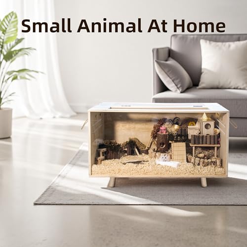 Pine Small Animals Houses&Habitats Chewproof, 32" Pine Guinea Pig Cage Hamster Cage for Small Animals (32" Medium, Short-Legged Stick) - size: 32.0"L x 15.8"W x 15.8"H