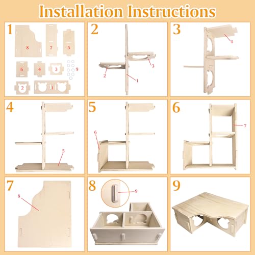 Hamiledyi Natural Wooden Hamster Maze - Multi-Chamber Detachable Small Animal Habitat with Exploring Tunnels, Enrichment Activity Toys for Dwarf Hamsters, Gerbils, Mice, Rats, Lemmings(Style B